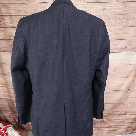 VINTAGE LAUREN RALPH LAUREN 100% WOOL BLUE CHECK BLAZER SUIT JACKET SZ 42L - Picture 4 of 10